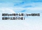 越狱ipad有什么用（ipad越狱后能做什么简介介绍）