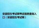 安徽招生考试网考试信息查询入口（安徽招生考试网）