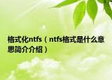 格式化ntfs（ntfs格式是什么意思简介介绍）