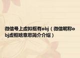 微信号上虚拟框有obj（微信昵称obj虚框啥意思简介介绍）