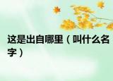 这是出自哪里（叫什么名字）