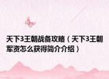 天下3王朝战备攻略（天下3王朝军资怎么获得简介介绍）