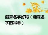 瀚霖名字好吗（瀚霖名字的寓意）