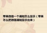 苹果微信一个通知怎么显示（苹果怎么把微信通知显示出来）