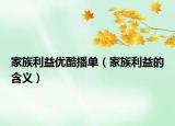 家族利益优酷播单（家族利益的含义）