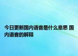 今日更新国内语音是什么意思 国内语音的解释