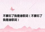 不要忘了我是谁歌词（不要忘了我是谁歌词）