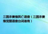 三国杀姜维阵亡语音（三国杀姜维觉醒语音台词谁有）