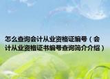 怎么查询会计从业资格证编号（会计从业资格证书编号查询简介介绍）