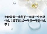 字谜需要一半留下一半猜一个字是什么（猜字谜,给一半留一半是什么字）