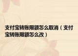 支付宝转账限额怎么取消（支付宝转账限额怎么改）