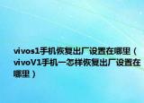 vivos1手机恢复出厂设置在哪里（vivoV1手机一怎样恢复出厂设置在哪里）