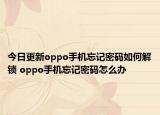 今日更新oppo手机忘记密码如何解锁 oppo手机忘记密码怎么办