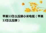 苹果13怎么投屏小米电视（苹果13怎么投屏）