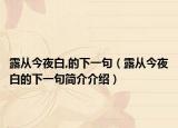露从今夜白,的下一句（露从今夜白的下一句简介介绍）
