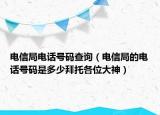 电信局电话号码查询（电信局的电话号码是多少拜托各位大神）