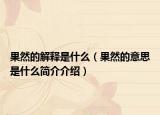 果然的解释是什么（果然的意思是什么简介介绍）