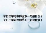 子曰三军可夺帅也下一句是什么（子曰三军可夺帅也下一句是什么）