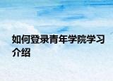 如何登录青年学院学习介绍