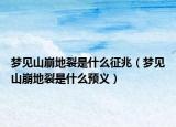 梦见山崩地裂是什么征兆（梦见山崩地裂是什么预义）