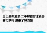当日最新消息 二手房首付比新房首付多吗 进来了解清楚