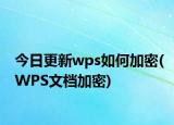 今日更新wps如何加密(WPS文档加密)