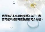 惠普笔记本电脑触摸板怎么开（惠普笔记本如何开启触摸板简介介绍）