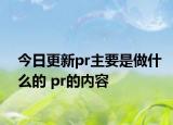 今日更新pr主要是做什么的 pr的内容