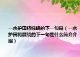 一水护田将绿绕的下一句是（一水护田将缀绕的下一句是什么简介介绍）