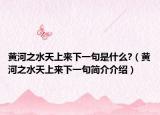 黄河之水天上来下一句是什么?（黄河之水天上来下一句简介介绍）
