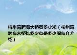 杭州湾跨海大桥宽多少米（杭州湾跨海大桥长多少宽是多少呢简介介绍）
