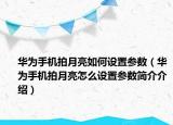 华为手机拍月亮如何设置参数（华为手机拍月亮怎么设置参数简介介绍）