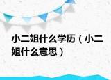 小二姐什么学历（小二姐什么意思）