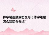 体字笔画顺序怎么写（体字笔顺怎么写简介介绍）