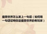 魔兽世界怎么发上一句话（如何用一句话证明你是魔兽世界的老玩家）