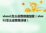 vivos1怎么设置微信加密（vivoS1怎么设置悬浮球）