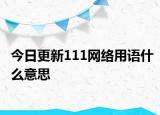 今日更新111网络用语什么意思