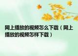 网上播放的视频怎么下载（网上播放的视频怎样下载）