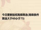 今日更新如何高级筛选(高级条件筛选大于60小于75)