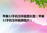 苹果12手机怎样截图长图（苹果12手机怎样截屏图片）