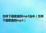 怎样下载歌曲到mp3当中（怎样下载歌曲到mp3）