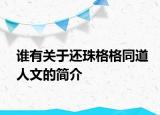 谁有关于还珠格格同道人文的简介
