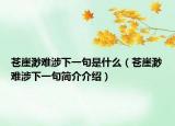 苍崖渺难涉下一句是什么（苍崖渺难涉下一句简介介绍）