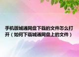 手机版城通网盘下载的文件怎么打开（如何下载城通网盘上的文件）