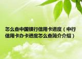 怎么查中国银行信用卡进度（中行信用卡办卡进度怎么查简介介绍）
