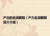 产出的名词解释（产力名词解释简介介绍）