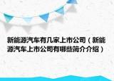 新能源汽车有几家上市公司（新能源汽车上市公司有哪些简介介绍）