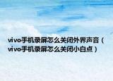 vivo手机录屏怎么关闭外界声音（vivo手机录屏怎么关闭小白点）
