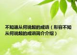 不知道从何说起的成语（形容不知从何说起的成语简介介绍）