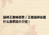 巅峰王者啥意思（王者巅峰会是什么意思简介介绍）